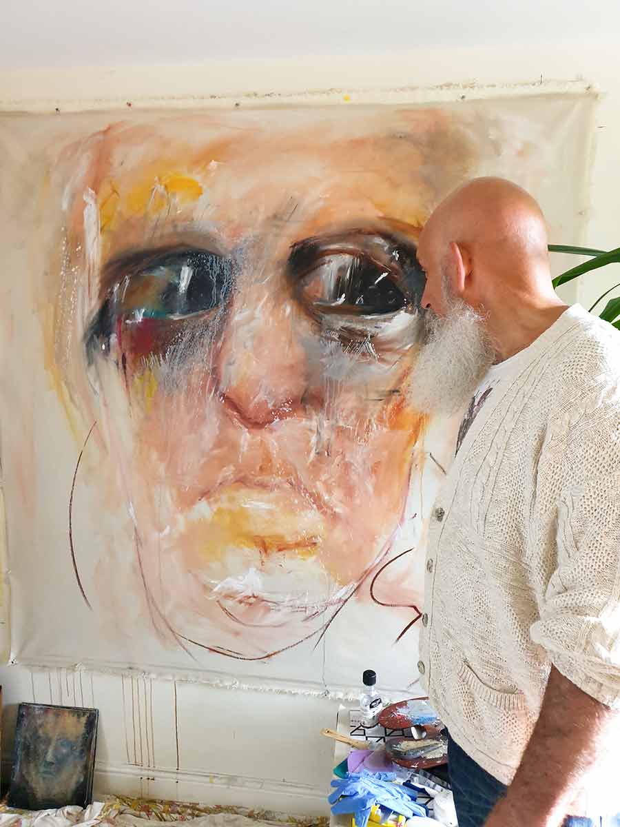 Portrait oil painting by Jose lampreia in the Studio
